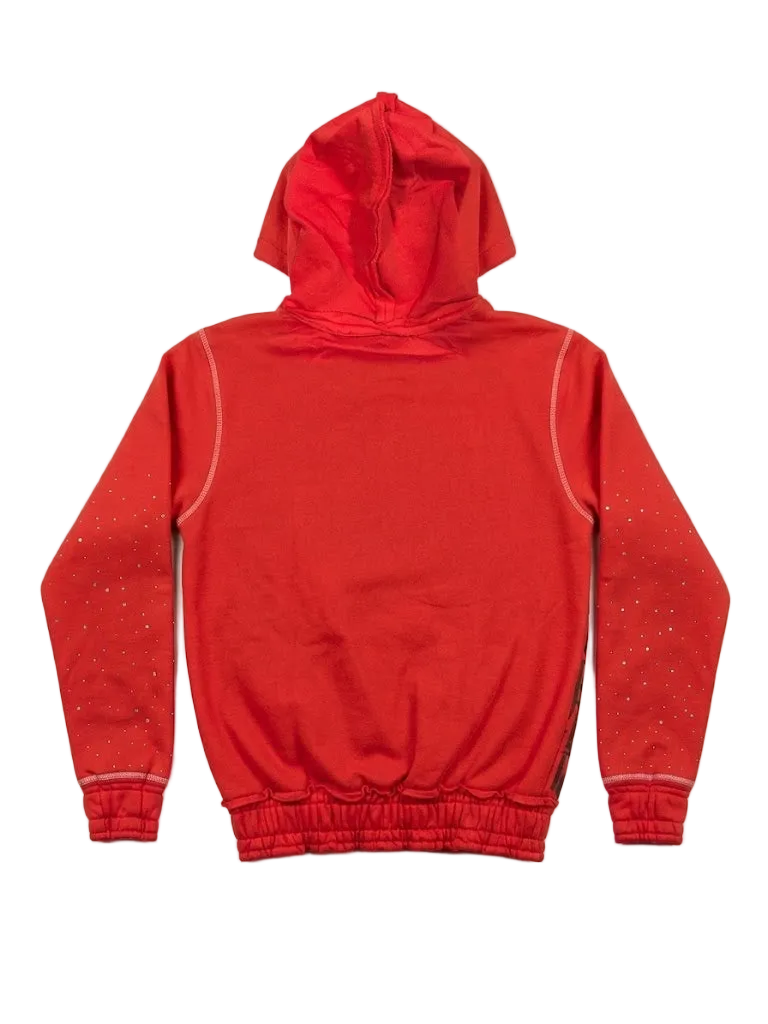 Red Rhinestones Zip sweater